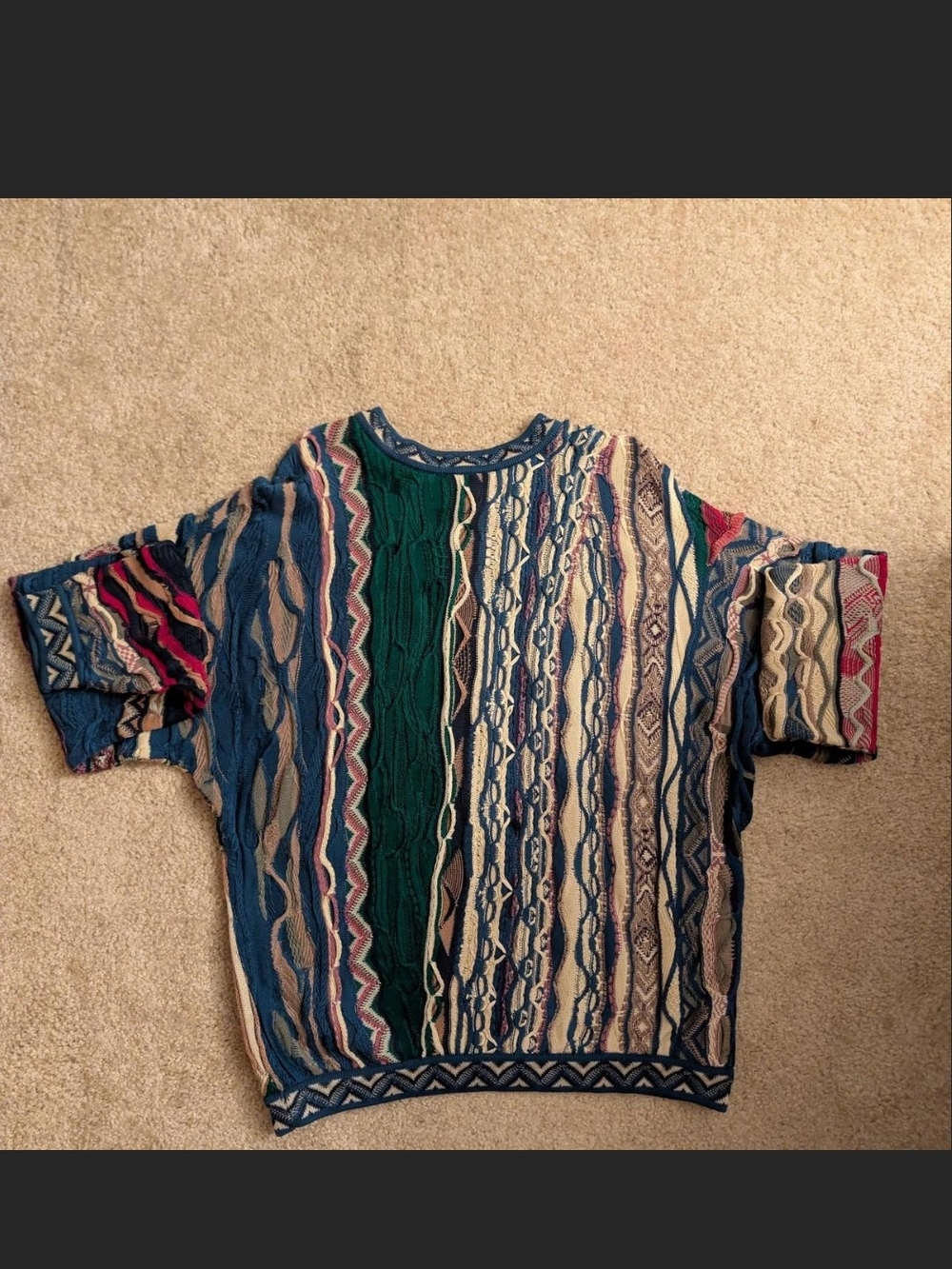 COOGI Multicolor Logo Crewneck with Teal Knit